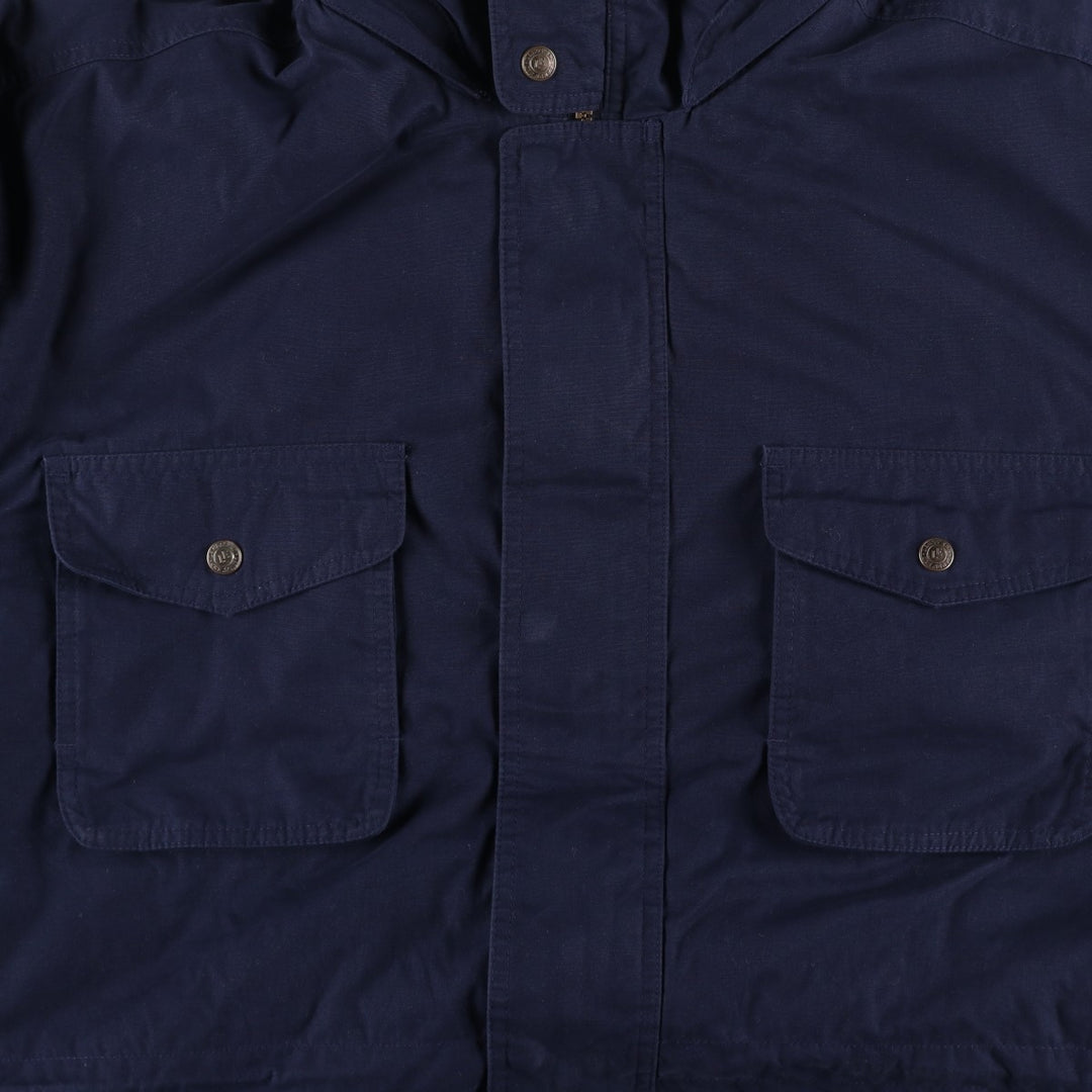 80s-90'S LANDS' END padded puffer jacket, men's size L polyester navy blue type Vintage Second Hand