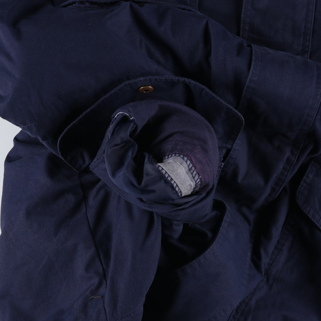 80s-90'S LANDS' END padded puffer jacket, men's size L polyester navy blue type Vintage Second Hand