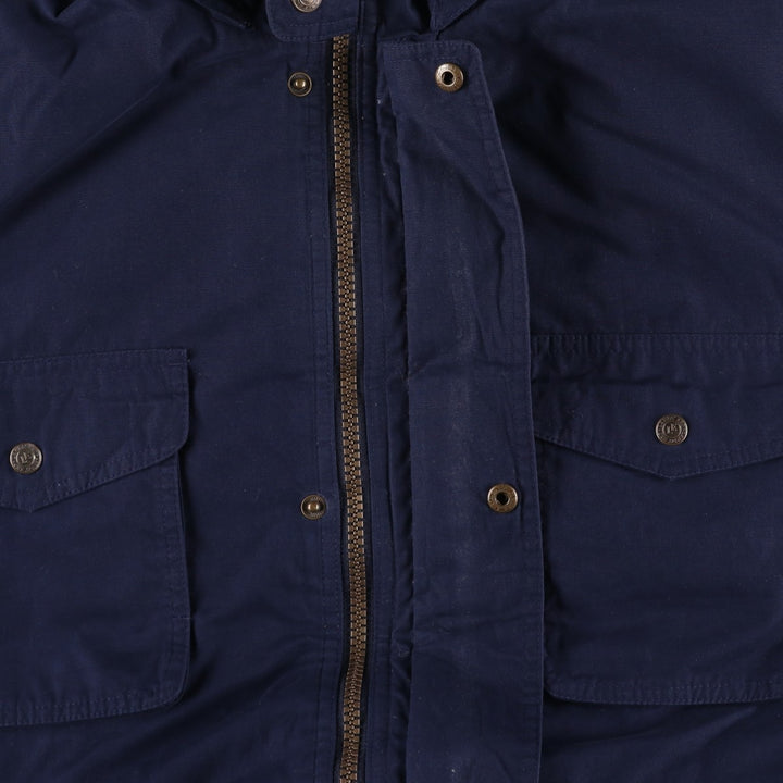 80s-90'S LANDS' END padded puffer jacket, men's size L polyester navy blue type Vintage Second Hand