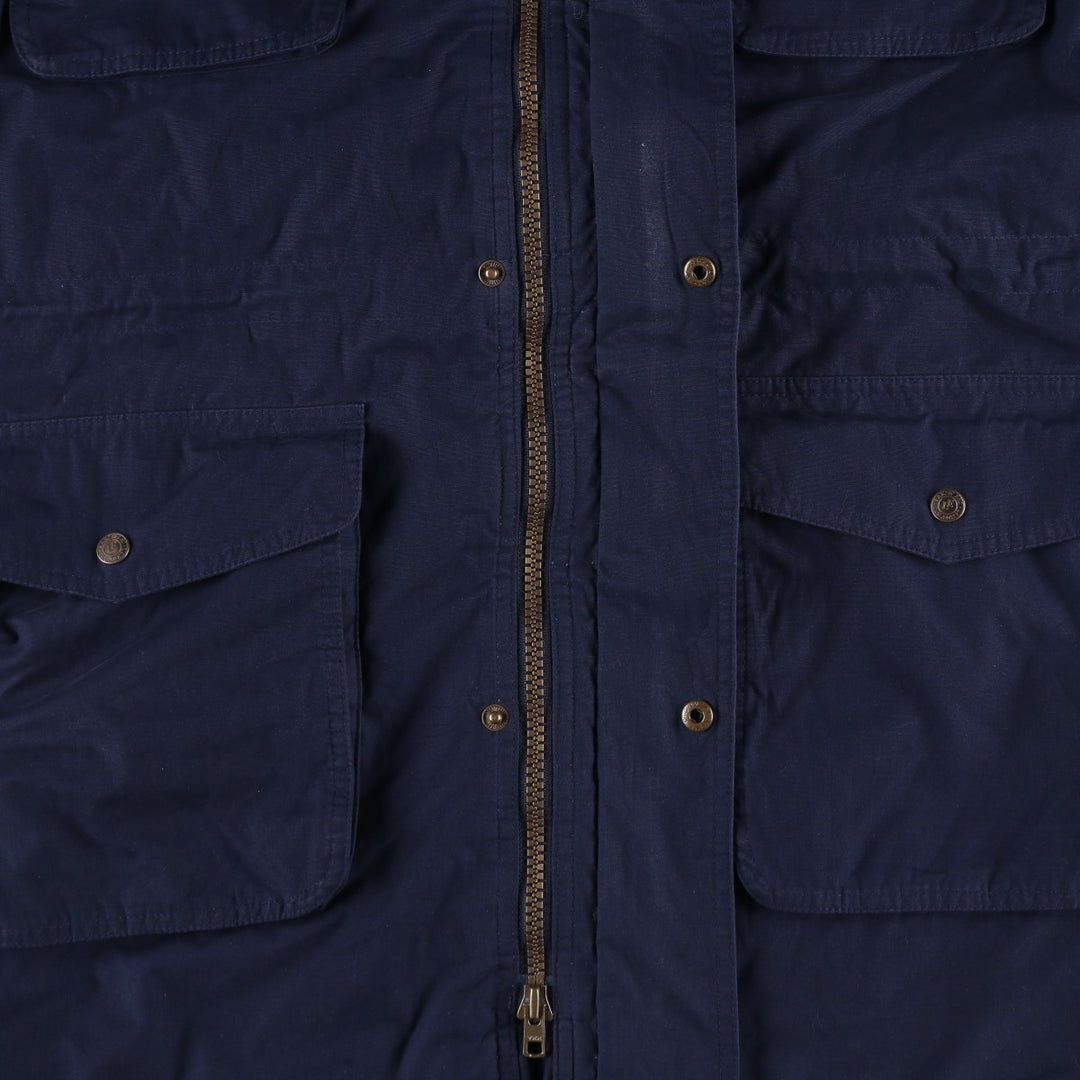 80s-90'S LANDS' END padded puffer jacket, men's size L polyester navy blue type Vintage Second Hand