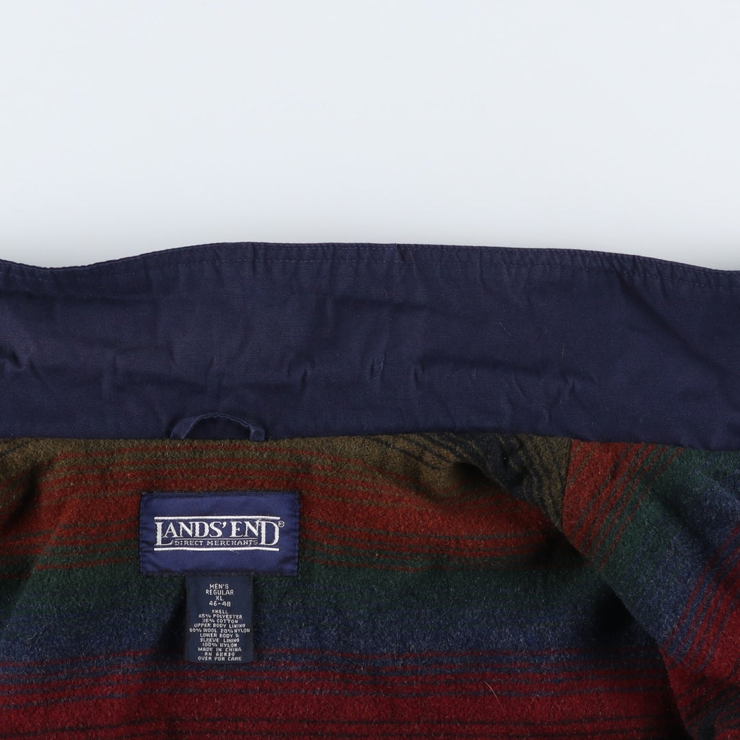 Vintage 80s-90'S Lands' End Zip-Up Jacket, Men's Size XL polyester navy blue type Vintage Second Hand