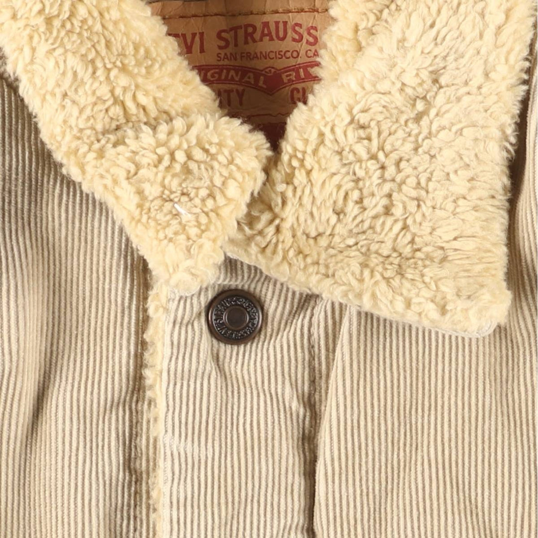2000'S Levi's Euro Model Trucker Jacket, Corduroy Boa Jacket, Men's Size L polyester Beige type Vintage Second Hand