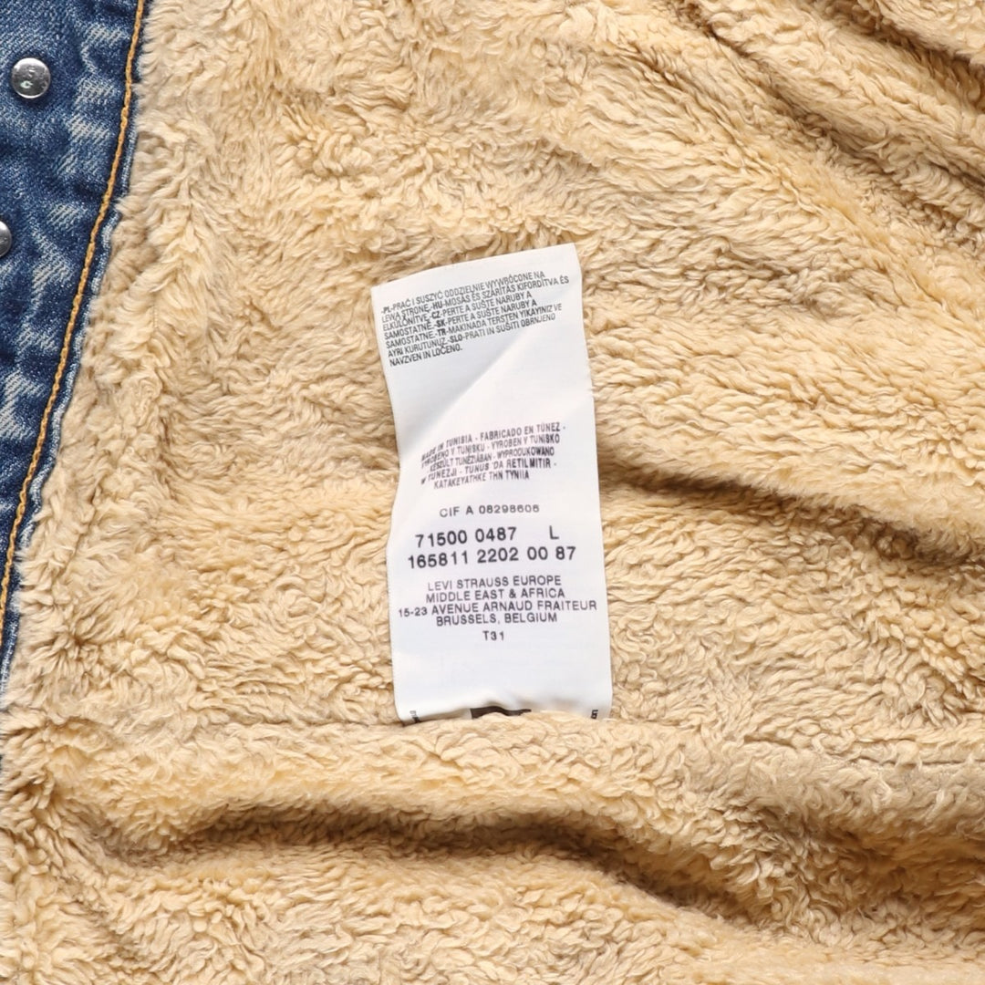 Levi's Euro Model Padded Denim Boa Jacket, Men's Size L cotton blue type Vintage Second Hand