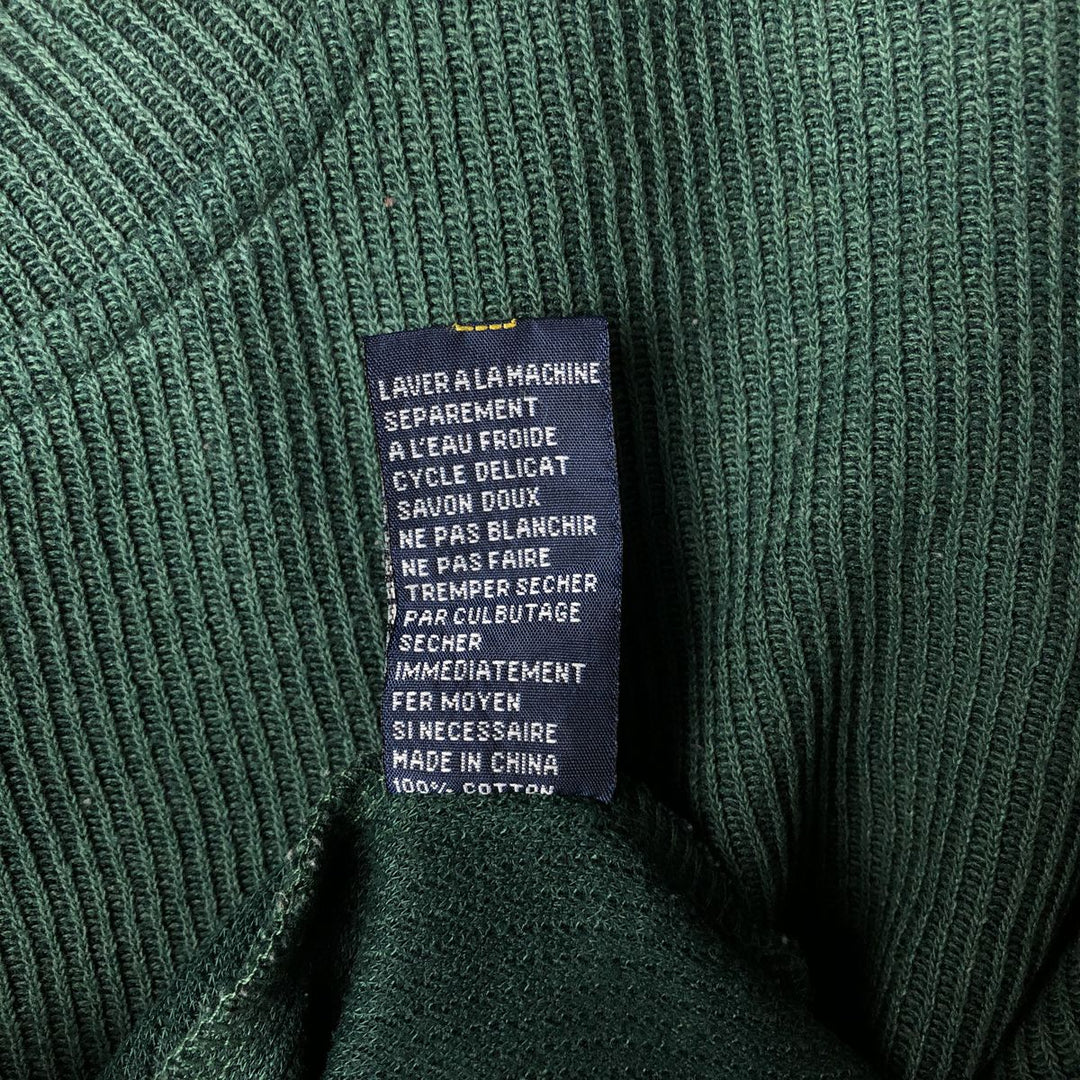 1990'S Tommy Hilfiger Short-Sleeve Cotton Knit Sweater, Women's Size L (approx.), Vintage cotton green type Vintage Second Hand