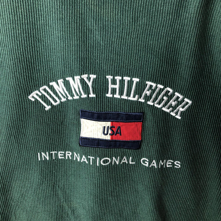 1990'S Tommy Hilfiger Short-Sleeve Cotton Knit Sweater, Women's Size L (approx.), Vintage cotton green type Vintage Second Hand