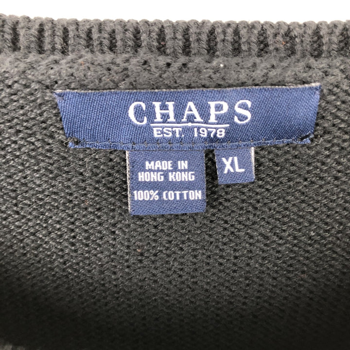 CHAPS Cotton Knit Sweater, Women's, Size XL cotton black type Vintage Second Hand