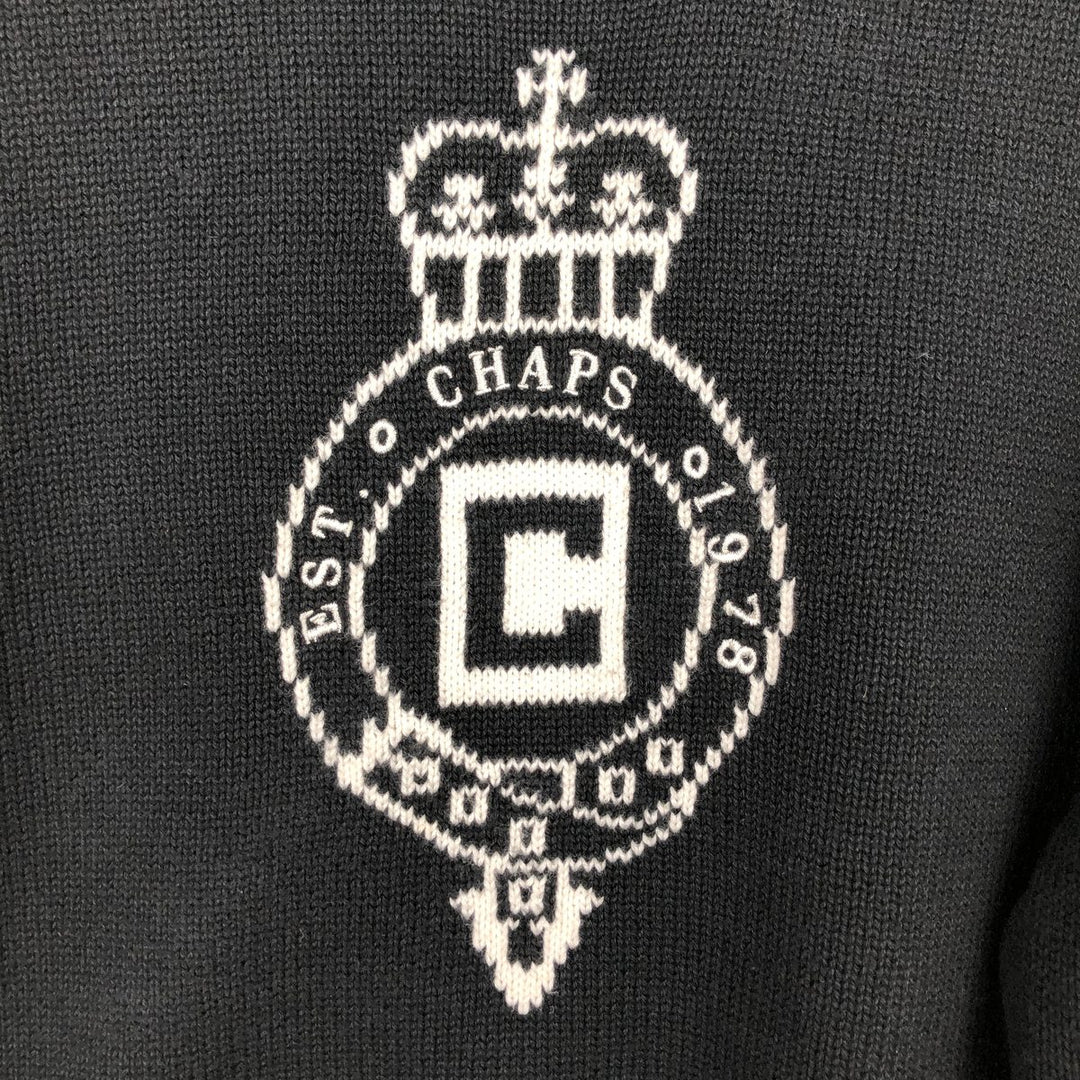 CHAPS Cotton Knit Sweater, Women's, Size XL cotton black type Vintage Second Hand