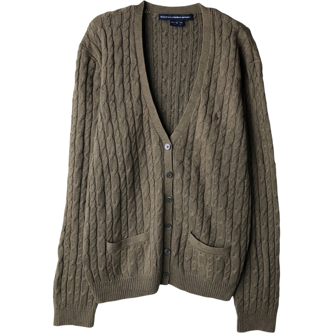 Ralph Lauren RALPH LAUREN SPORT cable knit cotton cardigan, women's size XL cotton Khaki type Vintage Second Hand