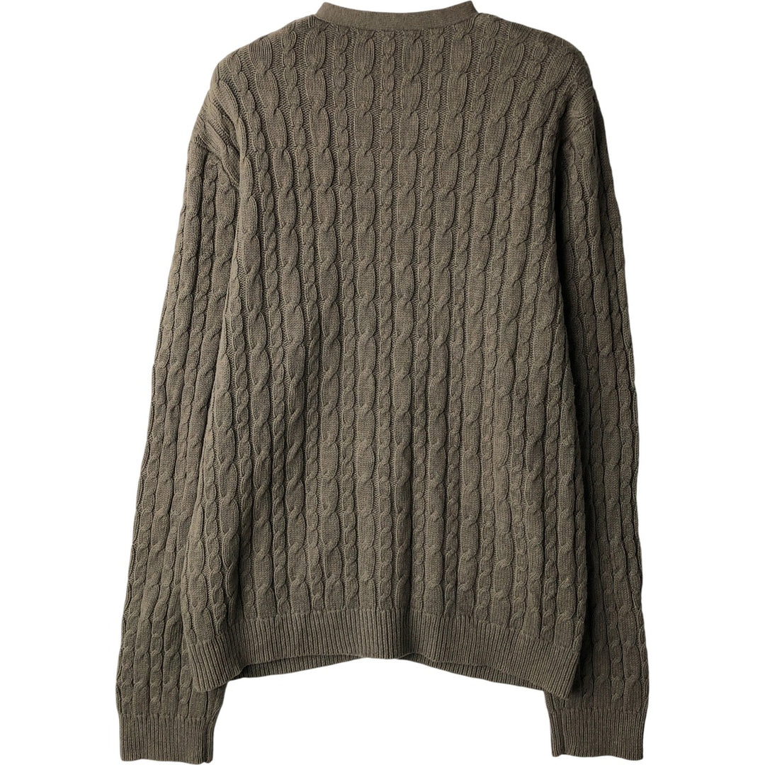 Ralph Lauren RALPH LAUREN SPORT cable knit cotton cardigan, women's size XL cotton Khaki type Vintage Second Hand