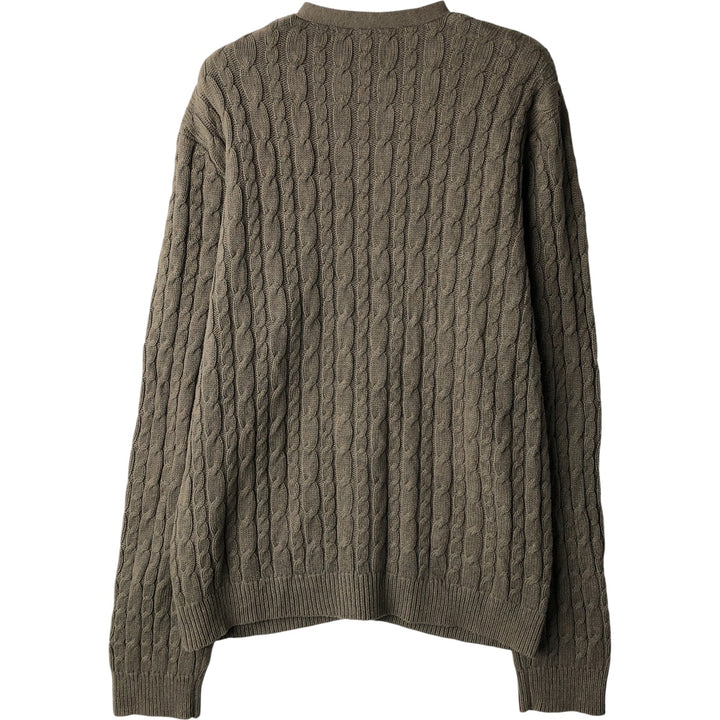 Ralph Lauren RALPH LAUREN SPORT cable knit cotton cardigan, women's size XL cotton Khaki type Vintage Second Hand