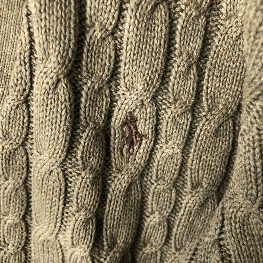Ralph Lauren RALPH LAUREN SPORT cable knit cotton cardigan, women's size XL cotton Khaki type Vintage Second Hand
