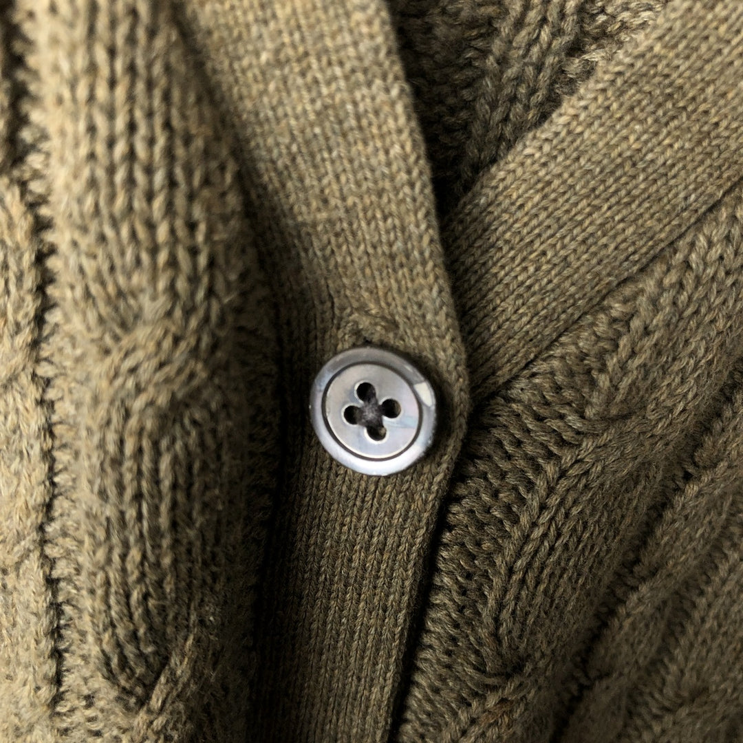 Ralph Lauren RALPH LAUREN SPORT cable knit cotton cardigan, women's size XL cotton Khaki type Vintage Second Hand