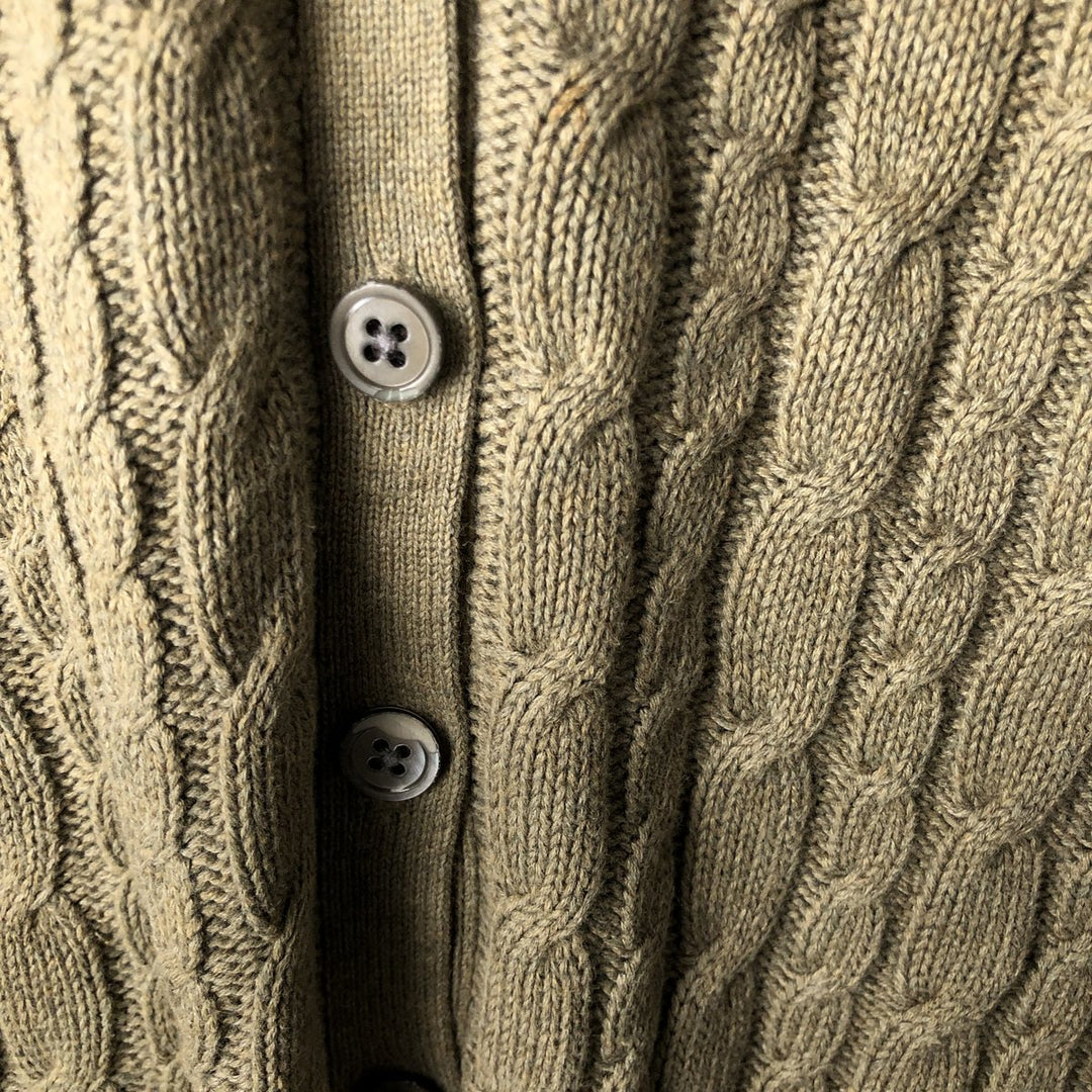 Ralph Lauren RALPH LAUREN SPORT cable knit cotton cardigan, women's size XL cotton Khaki type Vintage Second Hand