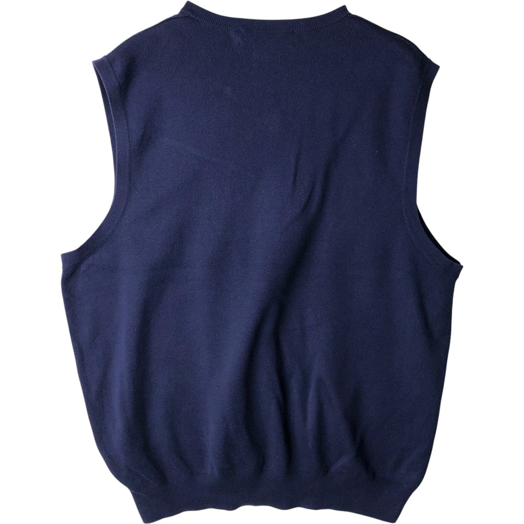 Ralph Lauren POLO GOLF V-neck cotton knit vest, women's size XL cotton navy blue type Vintage Second Hand