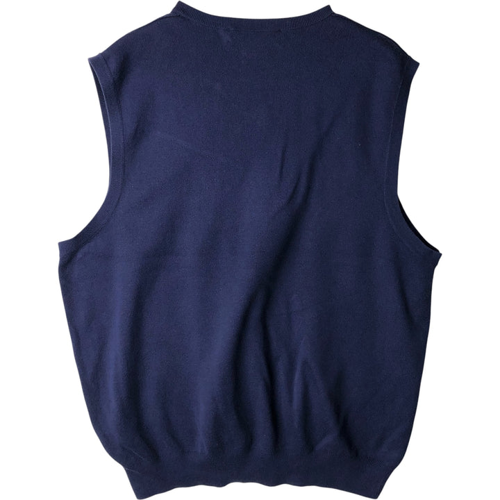 Ralph Lauren POLO GOLF V-neck cotton knit vest, women's size XL cotton navy blue type Vintage Second Hand