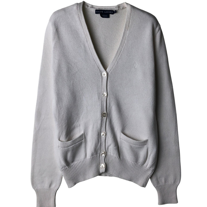 Ralph Lauren cotton knit cardigan, women's size M (approx.) cotton white type Vintage Second Hand