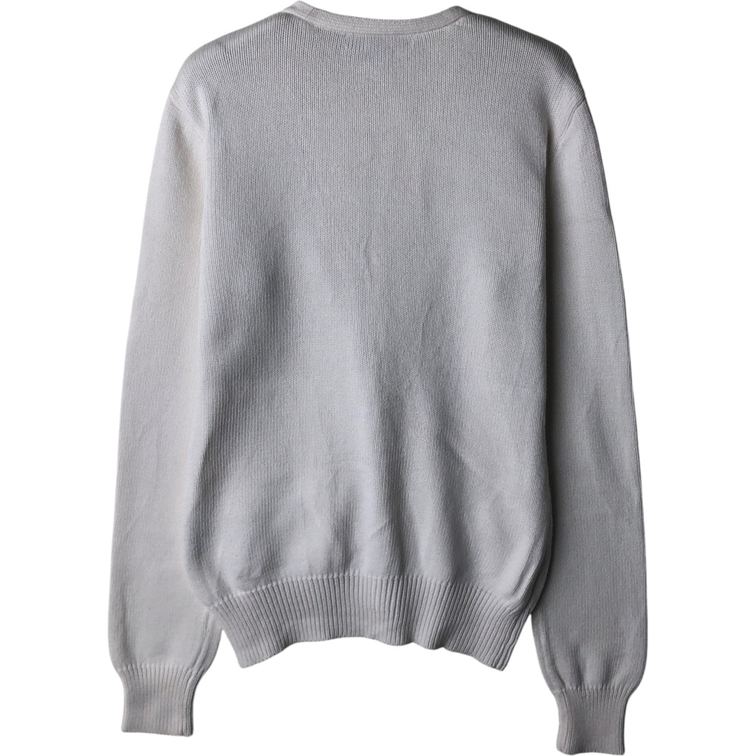 Ralph Lauren cotton knit cardigan, women's size M (approx.) cotton white type Vintage Second Hand