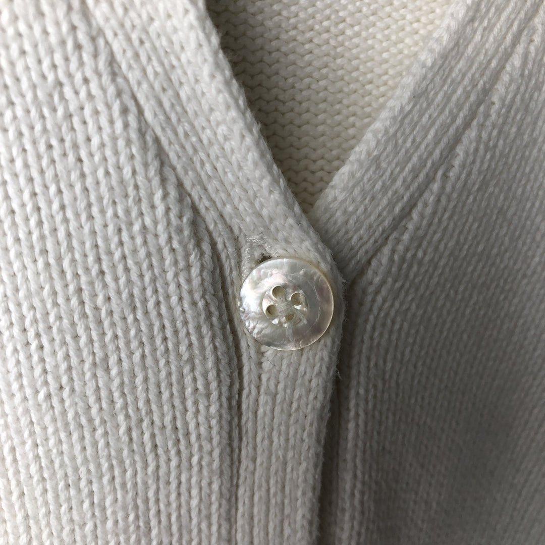Ralph Lauren cotton knit cardigan, women's size M (approx.) cotton white type Vintage Second Hand