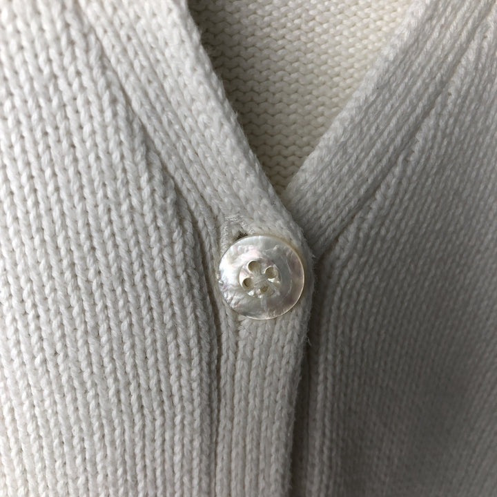 Ralph Lauren cotton knit cardigan, women's size M (approx.) cotton white type Vintage Second Hand