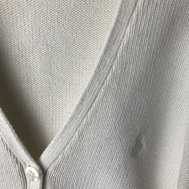Ralph Lauren cotton knit cardigan, women's size M (approx.) cotton white type Vintage Second Hand