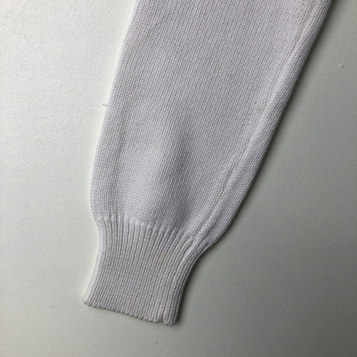 Ralph Lauren cotton knit cardigan, women's size M (approx.) cotton white type Vintage Second Hand