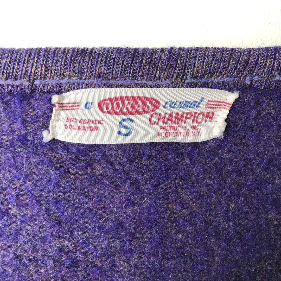 1960s-1970'S Champion DORAN V-neck University of Wisconsin acrylic knit sweater, women's size S equivalent, vintage. acrylic purple type Vintage Second Hand