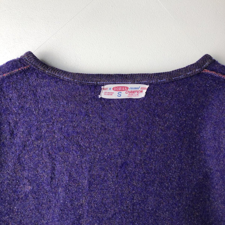 1960s-1970'S Champion DORAN V-neck University of Wisconsin acrylic knit sweater, women's size S equivalent, vintage. acrylic purple type Vintage Second Hand