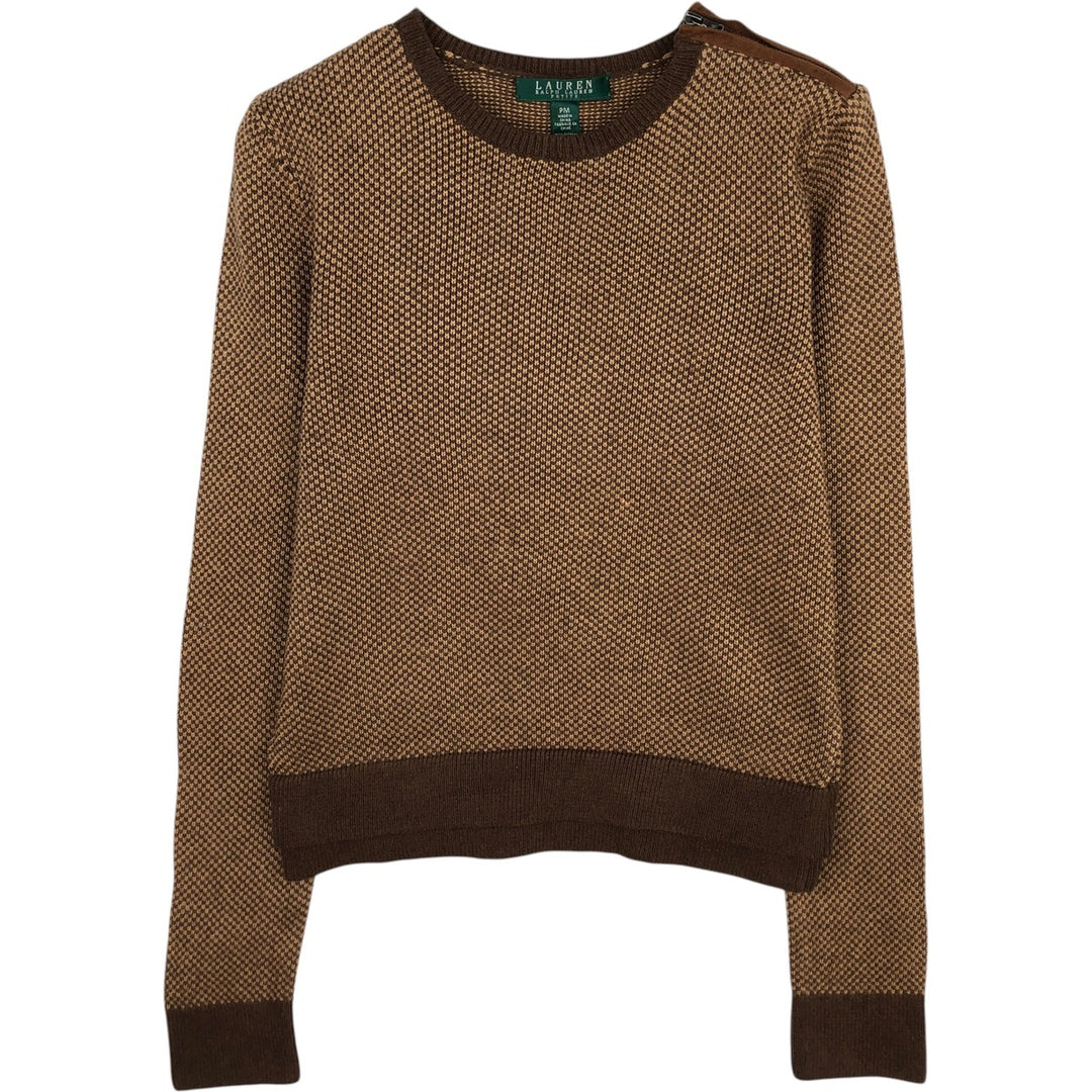 Ralph Lauren Birdseye Pattern Cotton Knit Sweater, Women's Size M cotton brown type Vintage Second Hand