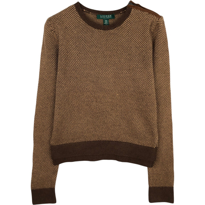 Ralph Lauren Birdseye Pattern Cotton Knit Sweater, Women's Size M cotton brown type Vintage Second Hand