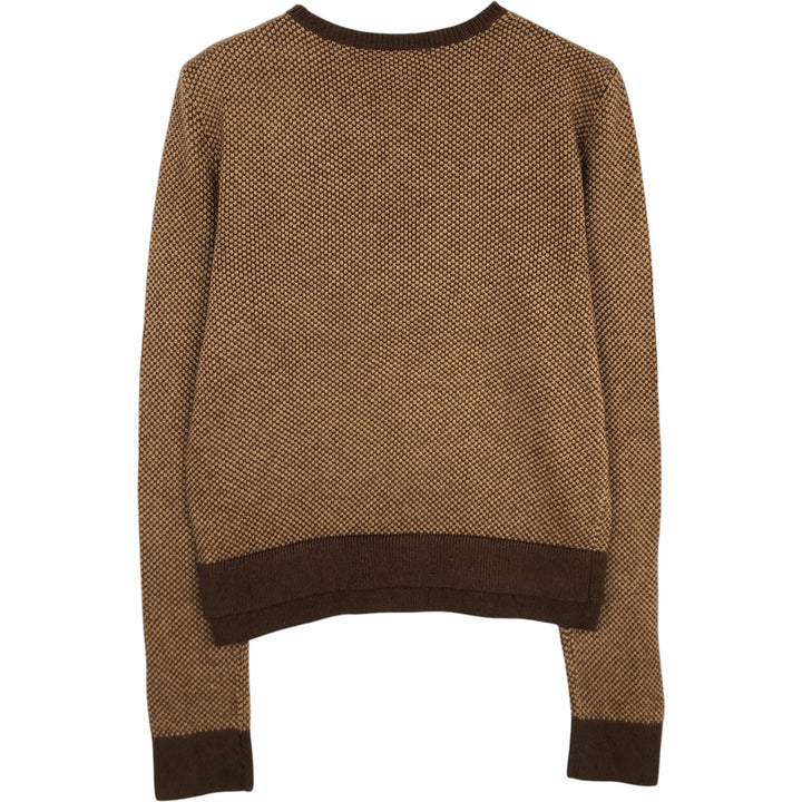 Ralph Lauren Birdseye Pattern Cotton Knit Sweater, Women's Size M cotton brown type Vintage Second Hand