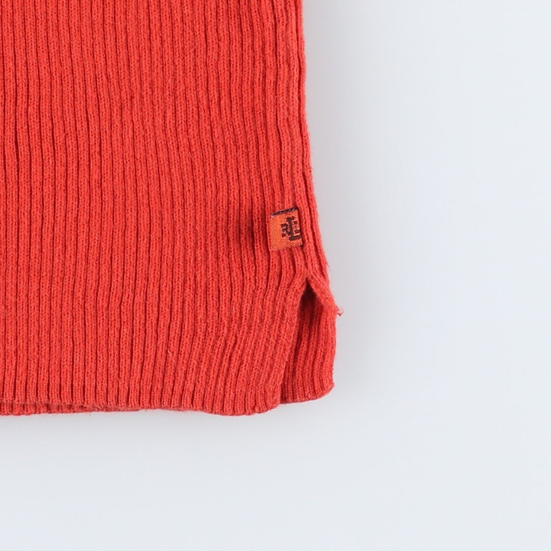 Ralph Lauren LAUREN Boat Neck 3/4 Sleeve Ribbed Cotton Knit Sweater, Women's Size M (approx.) cotton orange type Vintage Second Hand