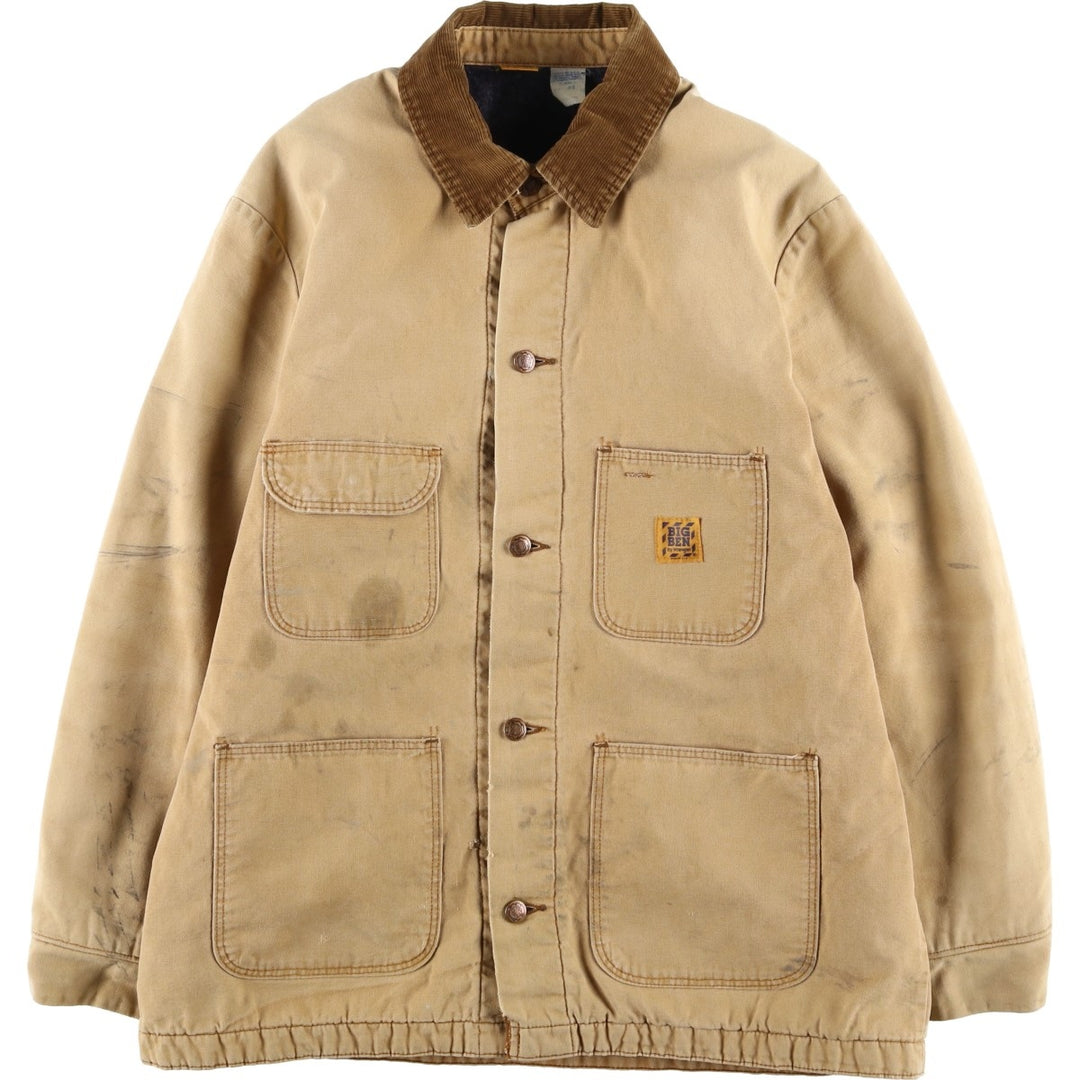70s-80'S Big Ben Michigan Chore Coat Type Duck Coveralls, Made in USA, Men's Size L (Equivalent), Vintage cotton beige type brown Vintage Second Hand