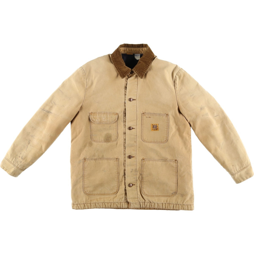 70s-80'S Big Ben Michigan Chore Coat Type Duck Coveralls, Made in USA, Men's Size L (Equivalent), Vintage cotton beige type brown Vintage Second Hand