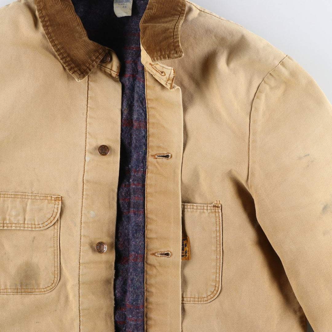 70s-80'S Big Ben Michigan Chore Coat Type Duck Coveralls, Made in USA, Men's Size L (Equivalent), Vintage cotton beige type brown Vintage Second Hand