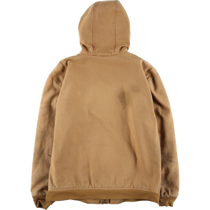 90'S Dickies Active Jacket, Padded Duck Full-Zip Hoodie, Men's Size Medium, Vintage cotton beige type brown Vintage Second Hand