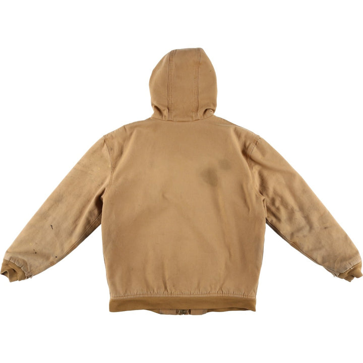 90'S Dickies Active Jacket, Padded Duck Full-Zip Hoodie, Men's Size Medium, Vintage cotton beige type brown Vintage Second Hand