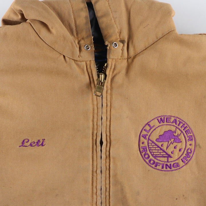 90'S Dickies Active Jacket, Padded Duck Full-Zip Hoodie, Men's Size Medium, Vintage cotton beige type brown Vintage Second Hand