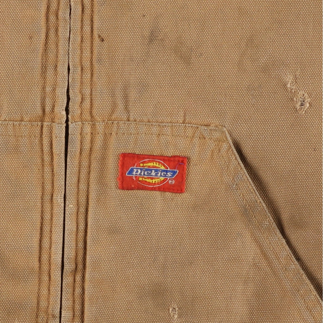 90'S Dickies Active Jacket, Padded Duck Full-Zip Hoodie, Men's Size Medium, Vintage cotton beige type brown Vintage Second Hand