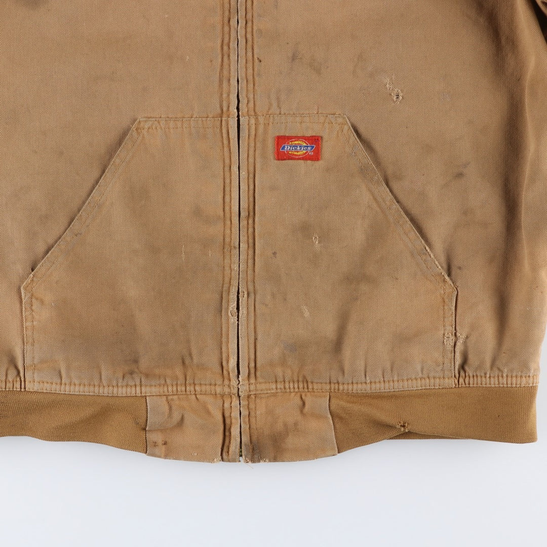 90'S Dickies Active Jacket, Padded Duck Full-Zip Hoodie, Men's Size Medium, Vintage cotton beige type brown Vintage Second Hand