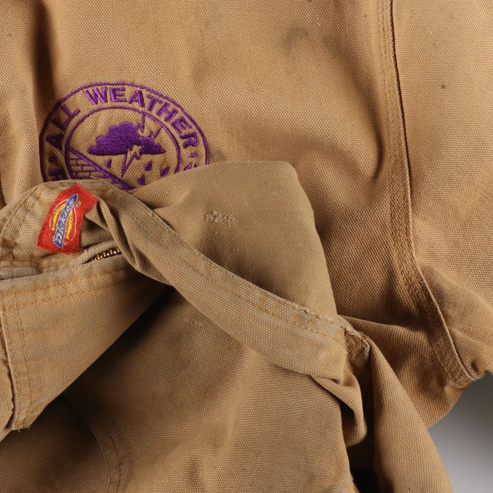 90'S Dickies Active Jacket, Padded Duck Full-Zip Hoodie, Men's Size Medium, Vintage cotton beige type brown Vintage Second Hand