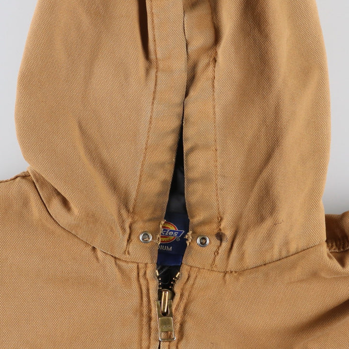 90'S Dickies Active Jacket, Padded Duck Full-Zip Hoodie, Men's Size Medium, Vintage cotton beige type brown Vintage Second Hand