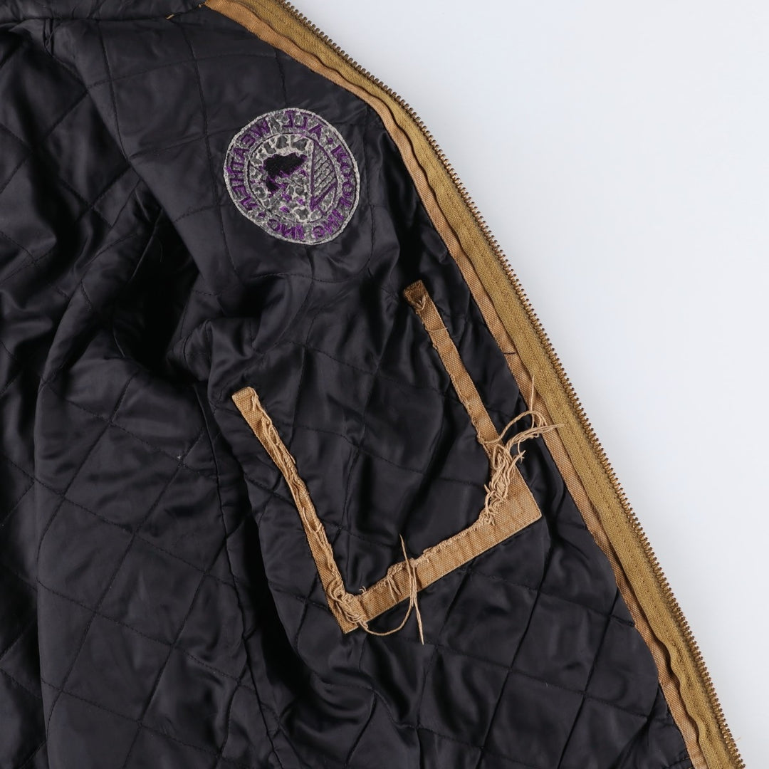 90'S Dickies Active Jacket, Padded Duck Full-Zip Hoodie, Men's Size Medium, Vintage cotton beige type brown Vintage Second Hand