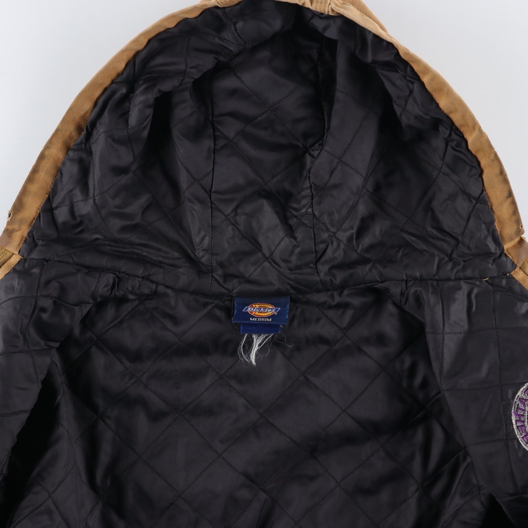 90'S Dickies Active Jacket, Padded Duck Full-Zip Hoodie, Men's Size Medium, Vintage cotton beige type brown Vintage Second Hand