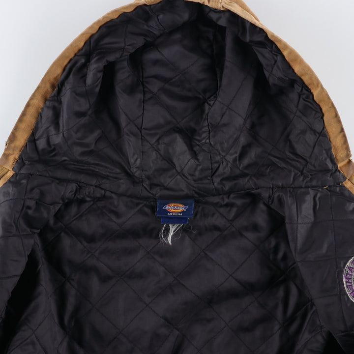 90'S Dickies Active Jacket, Padded Duck Full-Zip Hoodie, Men's Size Medium, Vintage cotton beige type brown Vintage Second Hand