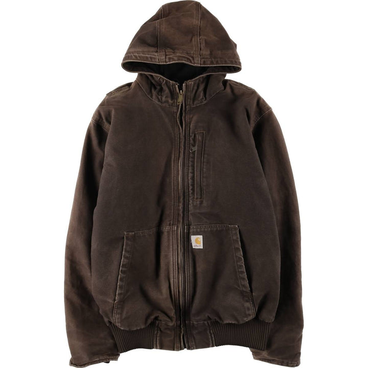 Carhartt Full Swing Armstrong Active Jacket, Padded Duck Full-Zip Hoodie, Men's Size Medium cotton brown type Vintage Second Hand