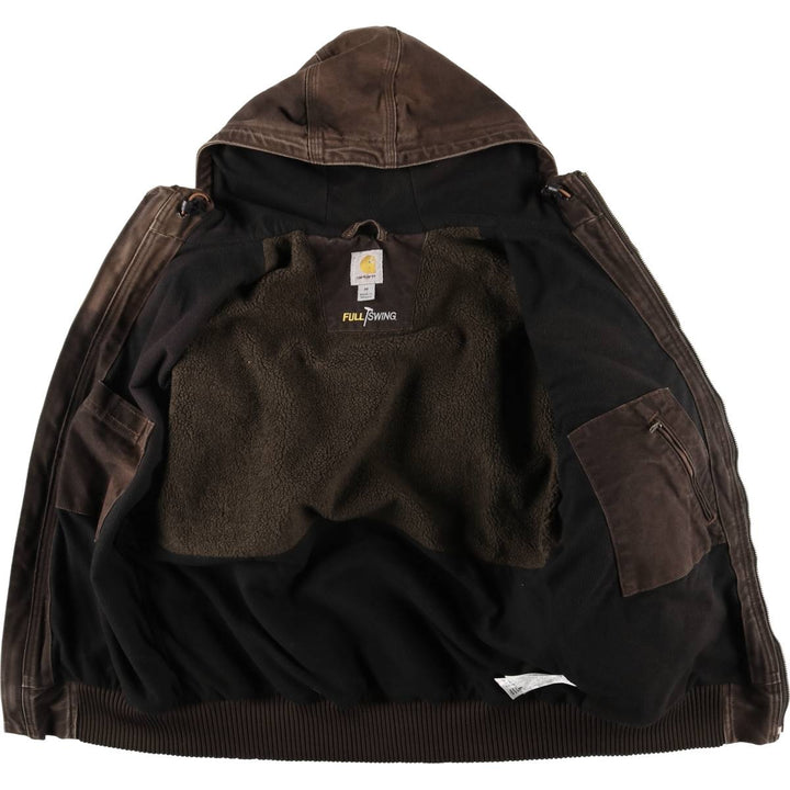 Carhartt Full Swing Armstrong Active Jacket, Padded Duck Full-Zip Hoodie, Men's Size Medium cotton brown type Vintage Second Hand
