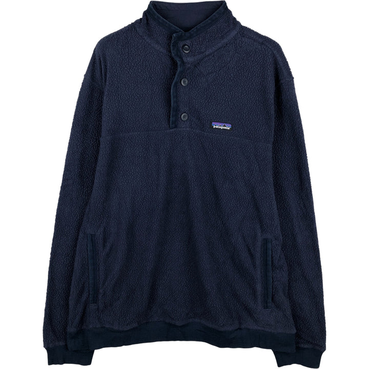 Patagonia Shearling Button Pullover 26140FA22 Half-Button Fleece Pullover, Men's XL polyester Navy blue Vintage Second Hand