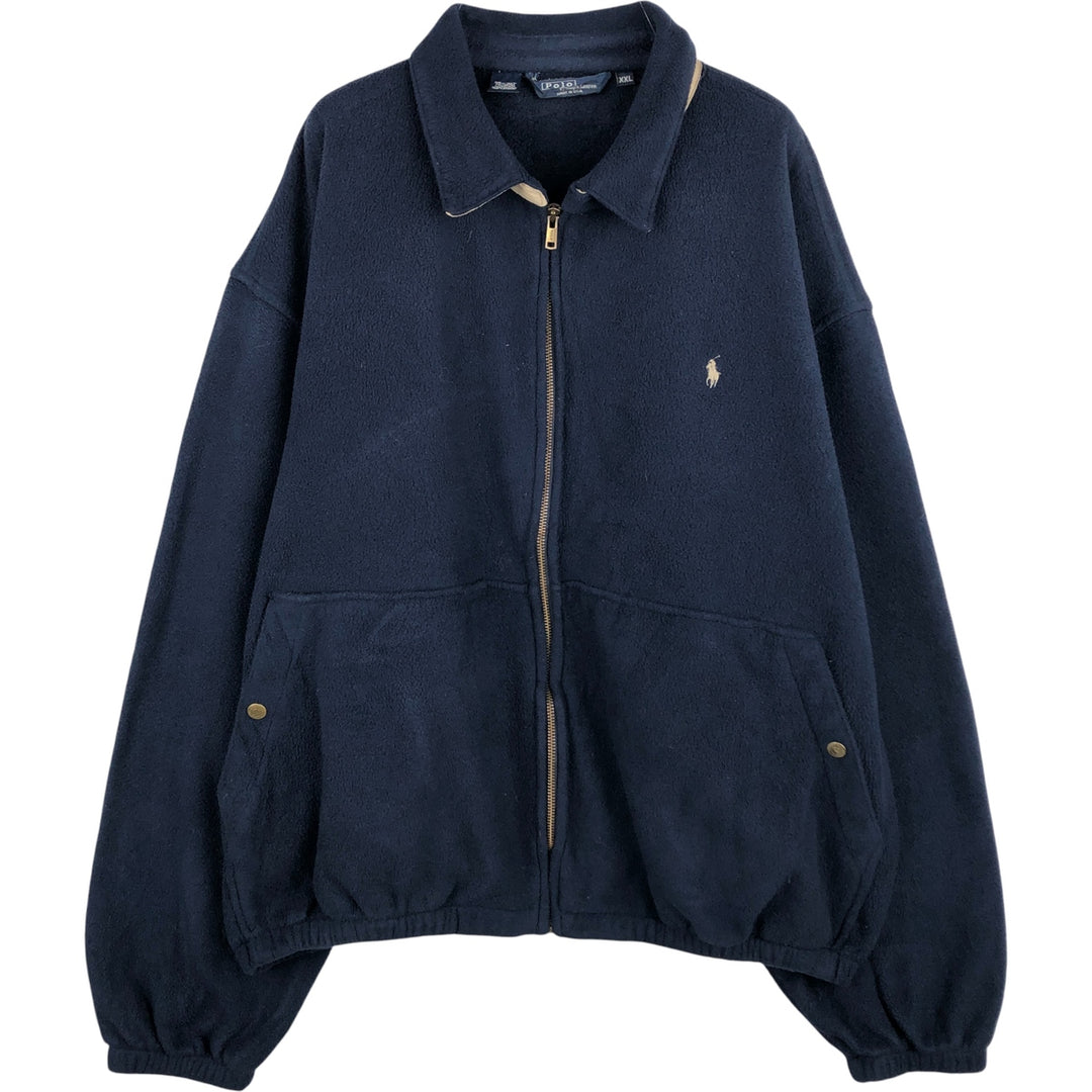 90'S Ralph Lauren POLO by Ralph Lauren swing-top fleece jacket, Made in USA, Men's XXL polyester navy blue type Vintage Second Hand