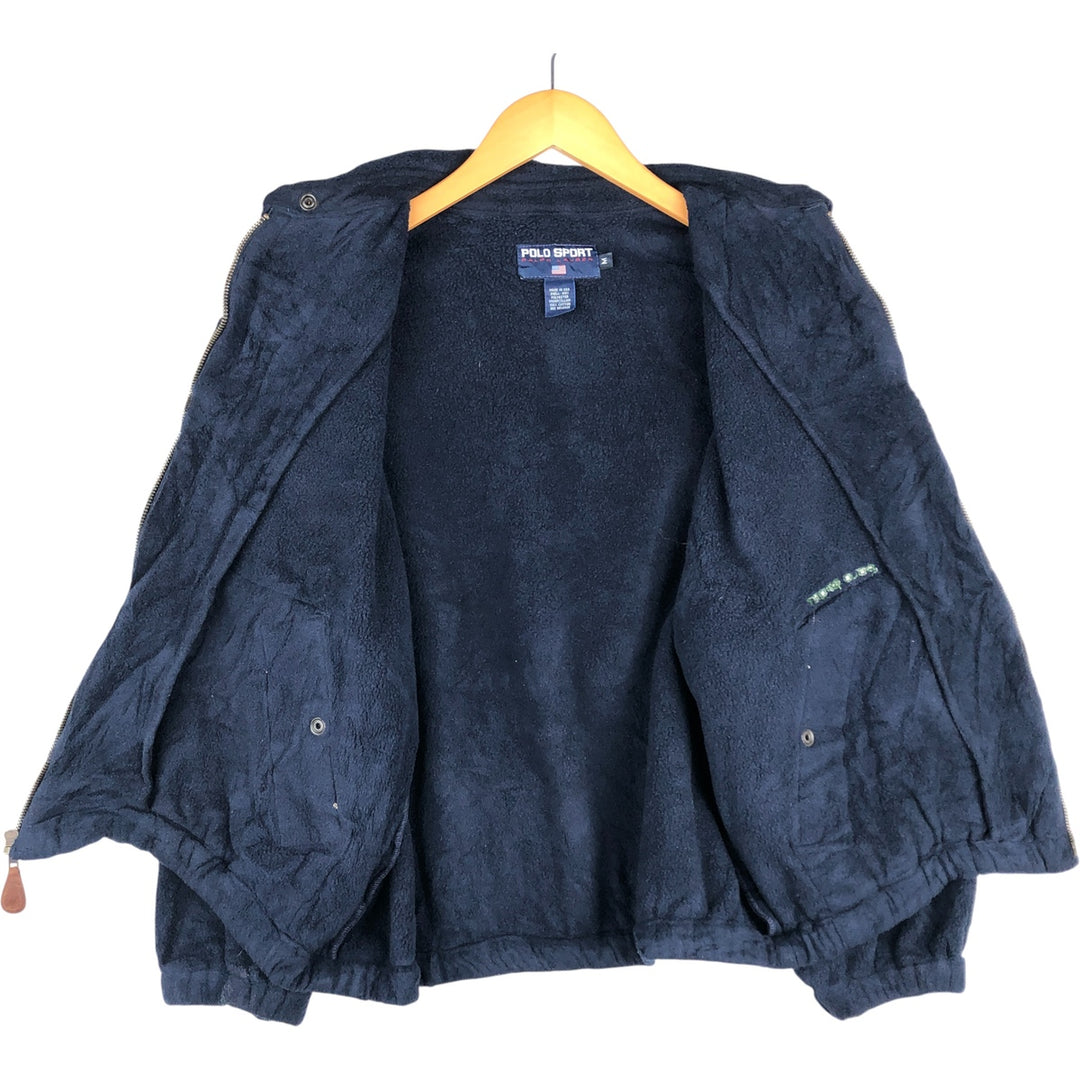 90'S Ralph Lauren POLO SPORT Swing-Top Fleece Jacket, Made in USA, Men's Size Medium polyester navy blue type Vintage Second Hand