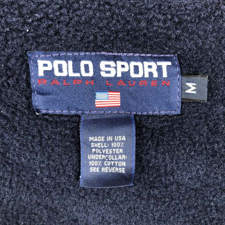 90'S Ralph Lauren POLO SPORT Swing-Top Fleece Jacket, Made in USA, Men's Size Medium polyester navy blue type Vintage Second Hand